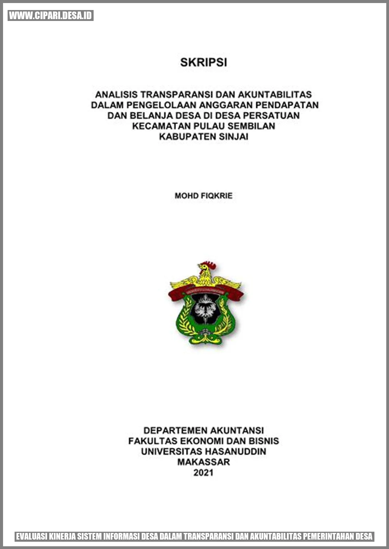 Evaluasi Kinerja Sistem Informasi Desa dalam Transparansi dan Akuntabilitas Pemerintahan Desa